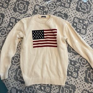 Brandy Melville Cream Sweater with Flag Design